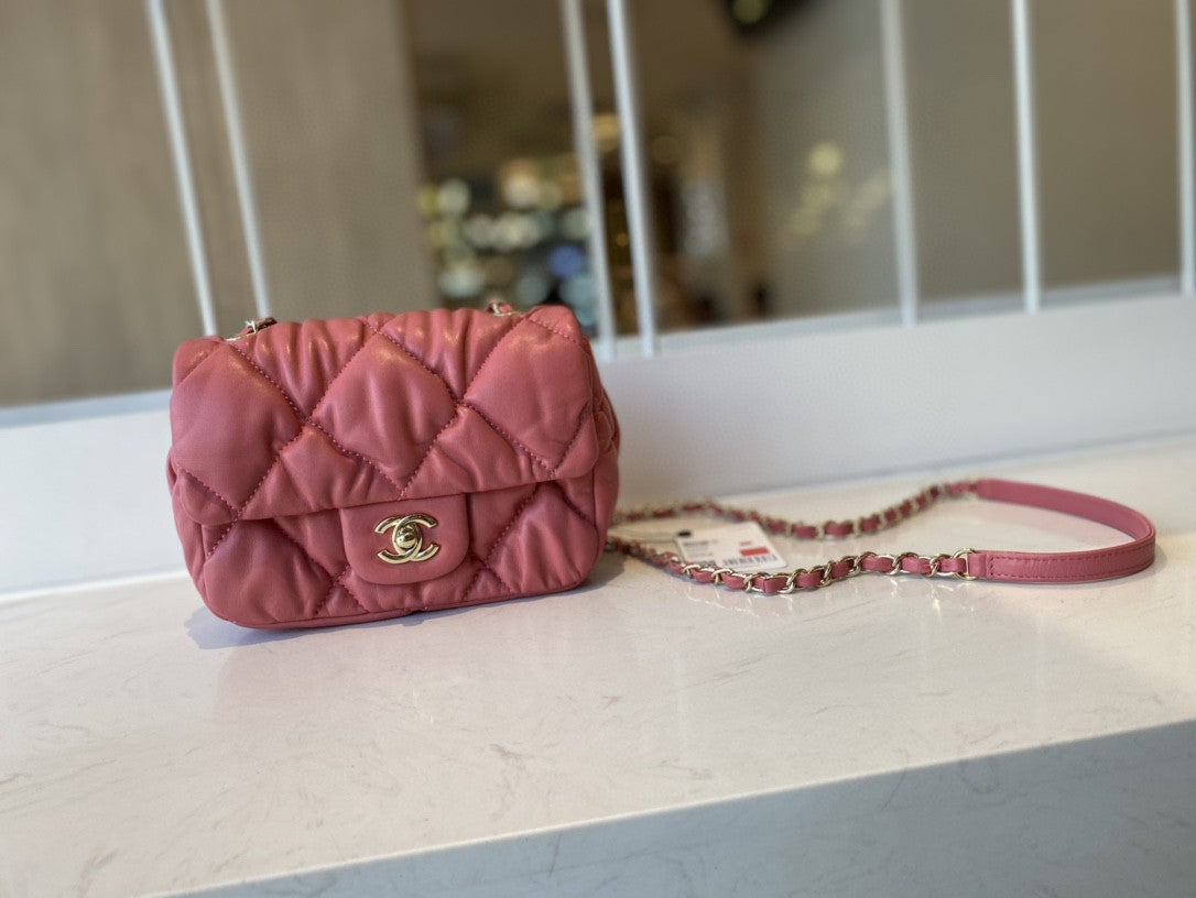 CHLSmall Flap Bag Gold Hardware PiNike For Women, Women’s Handbags, Shoulder Bags 7.5in/19cm AS2232