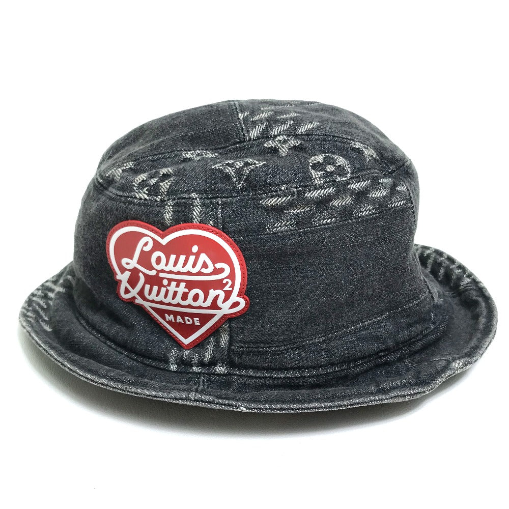 LOUIS VUITTON hat MP3244 cotton Black x white bonnet denim LV MADE Heart mens „M