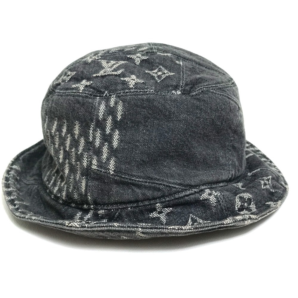 LOUIS VUITTON hat MP3244 cotton Black x white bonnet denim LV MADE Heart mens „M