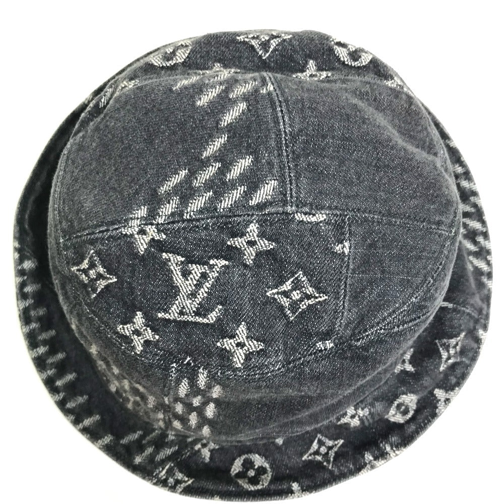 LOUIS VUITTON hat MP3244 cotton Black x white bonnet denim LV MADE Heart mens „M
