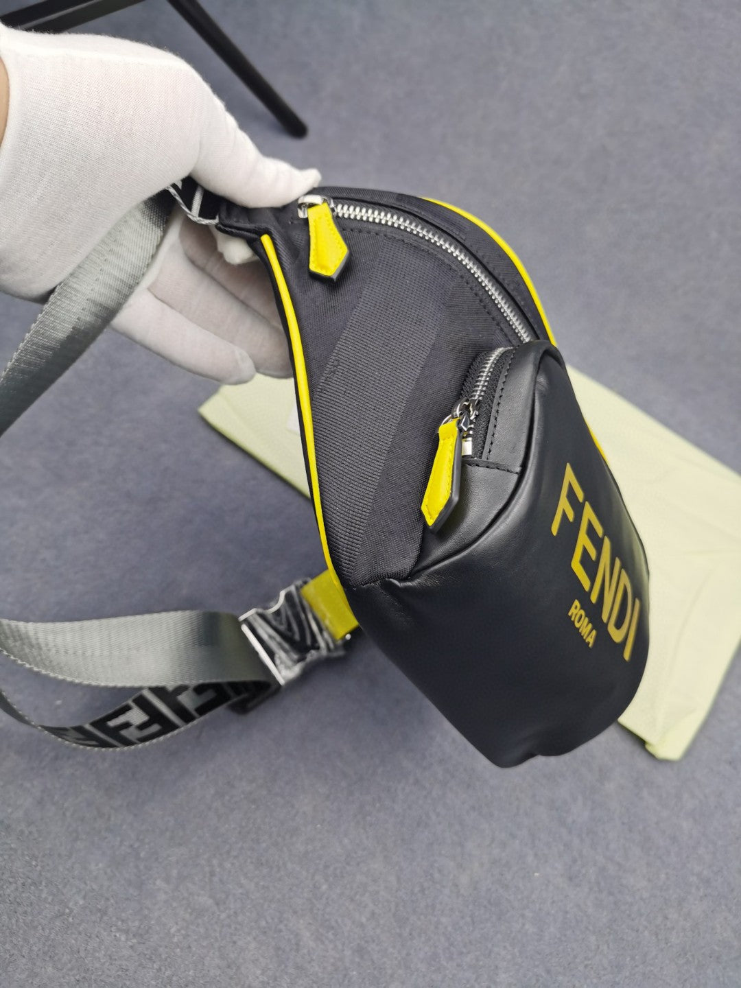 Top QualityTop Quality Little Monster Belt Bag Black/Yellow/Gray For Men, Men’s Bags 7.9in/20cm FF