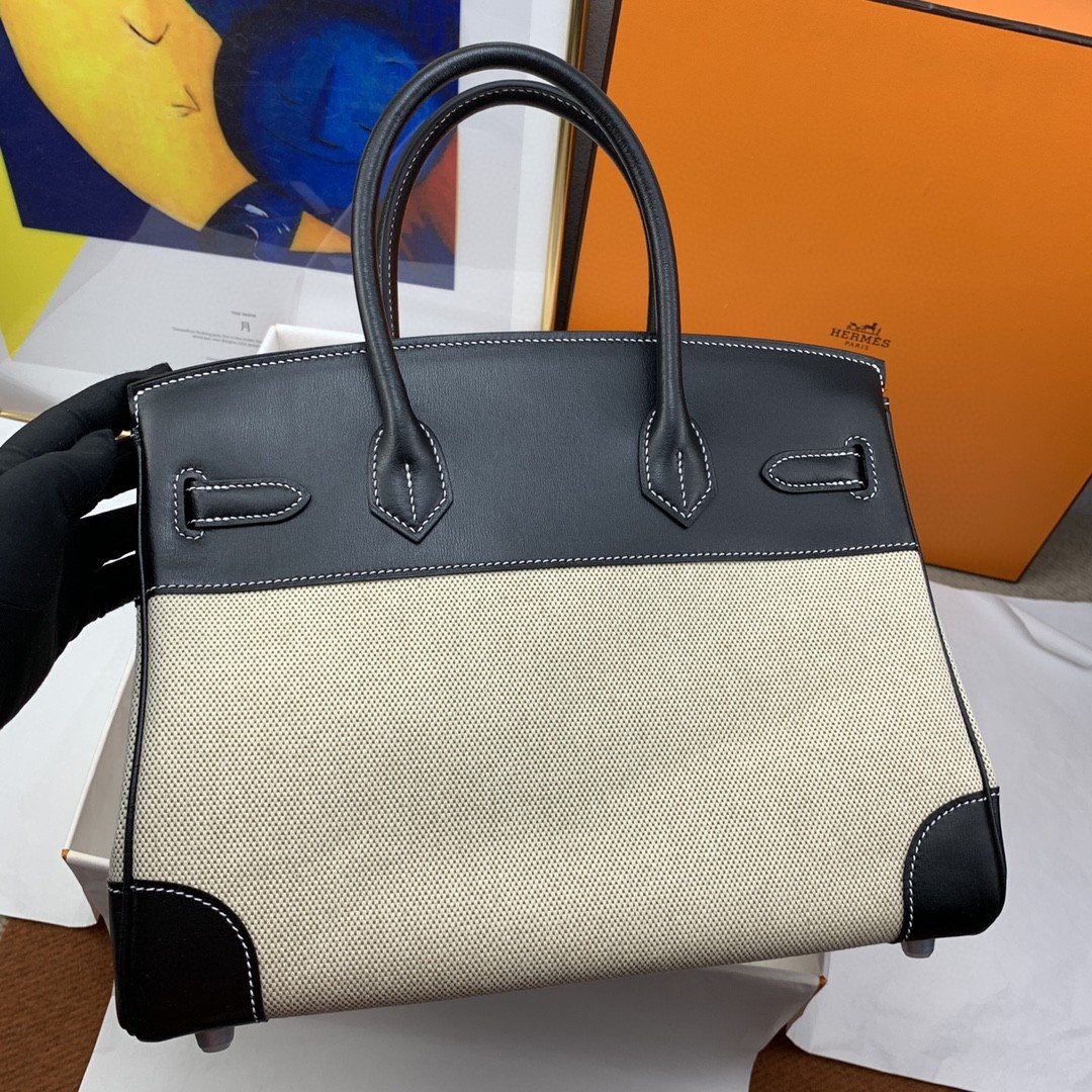 Top Quality Birkin Nata Swift BiColor For Women SiTop Qualityer Toned Hardware 11.8in/30cm