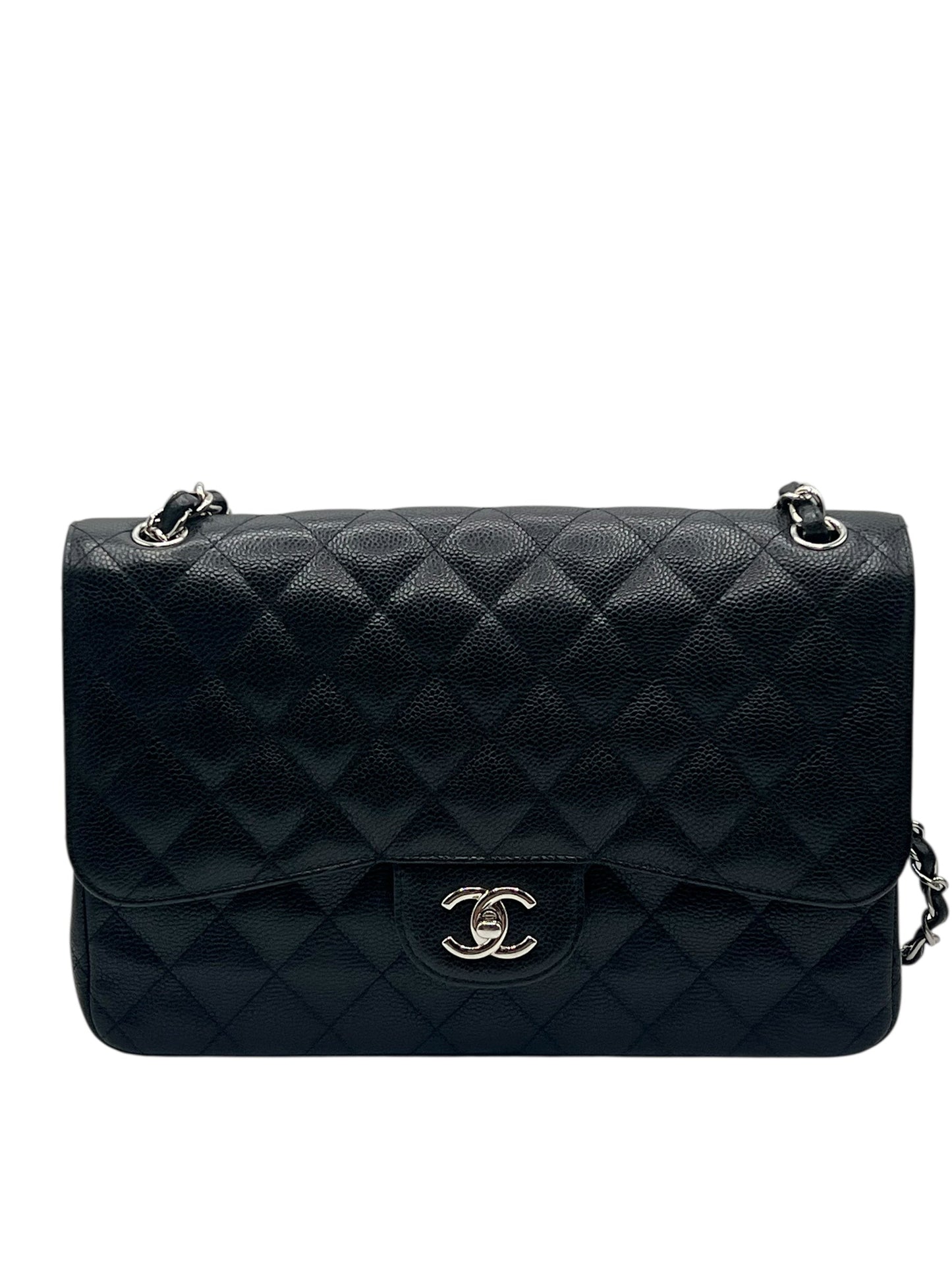 Chanel - sac jumbo cuir caviar noir
