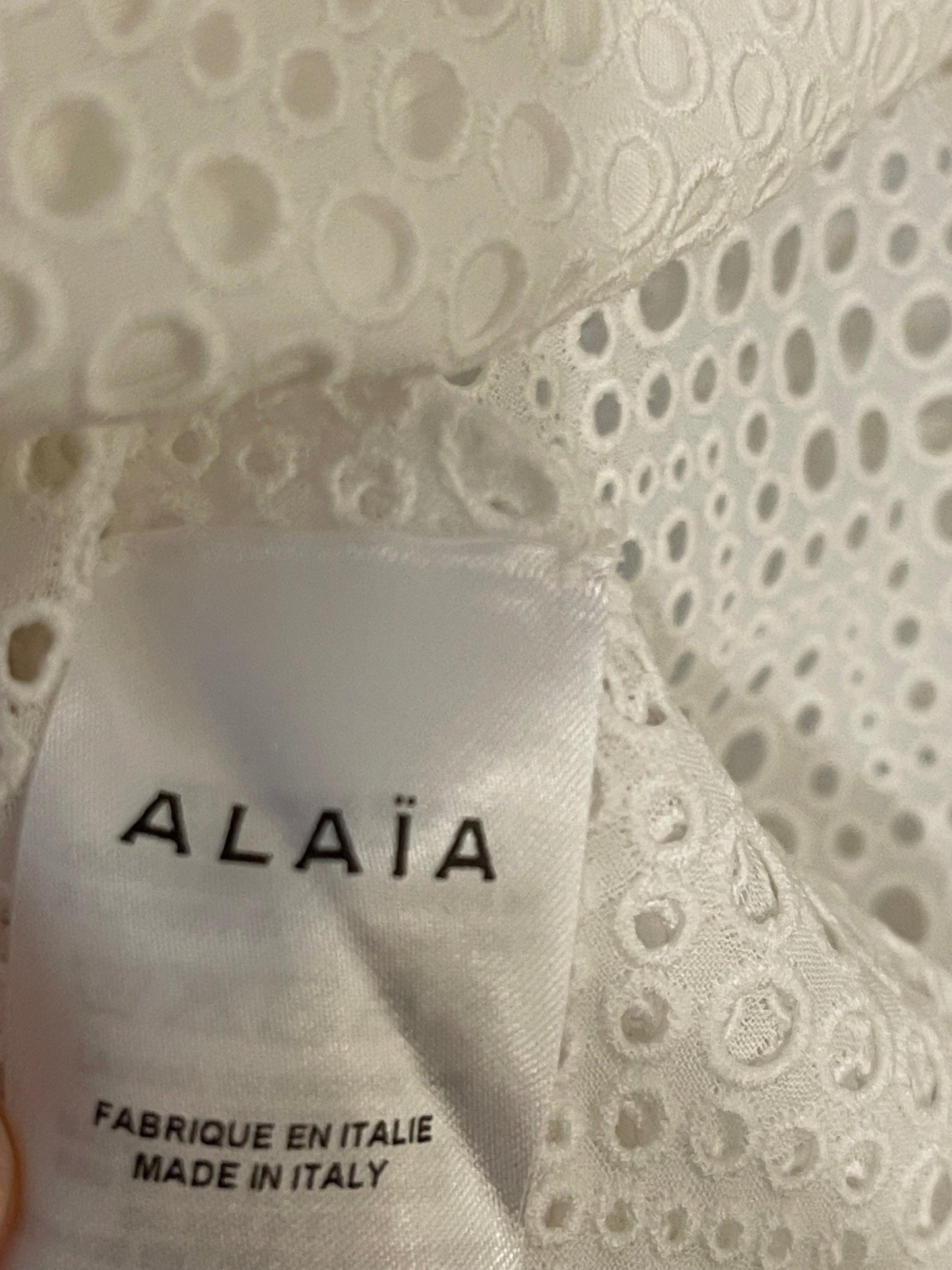 Alaia White Perforated Light Dress Coat with Belt Detail Size FR 36 (UK 8)