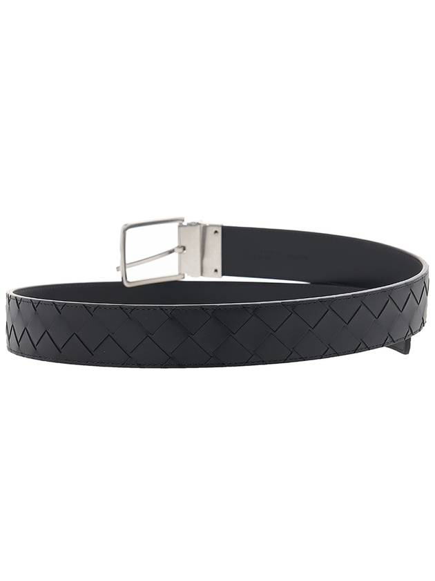 Luxury Bottega Veneta Men's Intrecciato Leather Belt Black