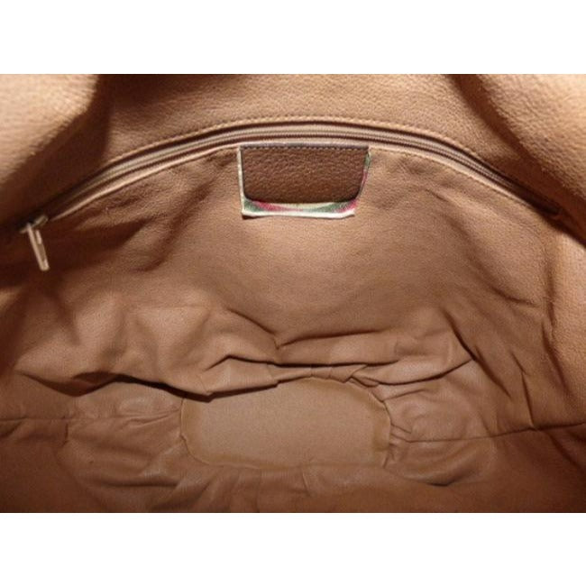 Gucci   Camel Leather With Red Green Striped Accents Logo Link Print