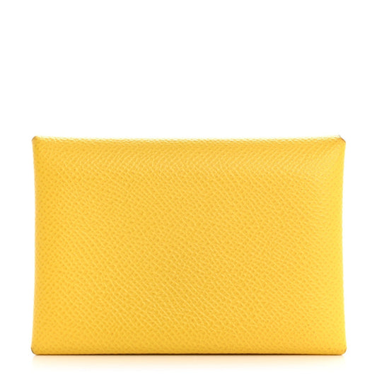 Hermes Epsom Calvi Duo Card Case Jaune De Naples