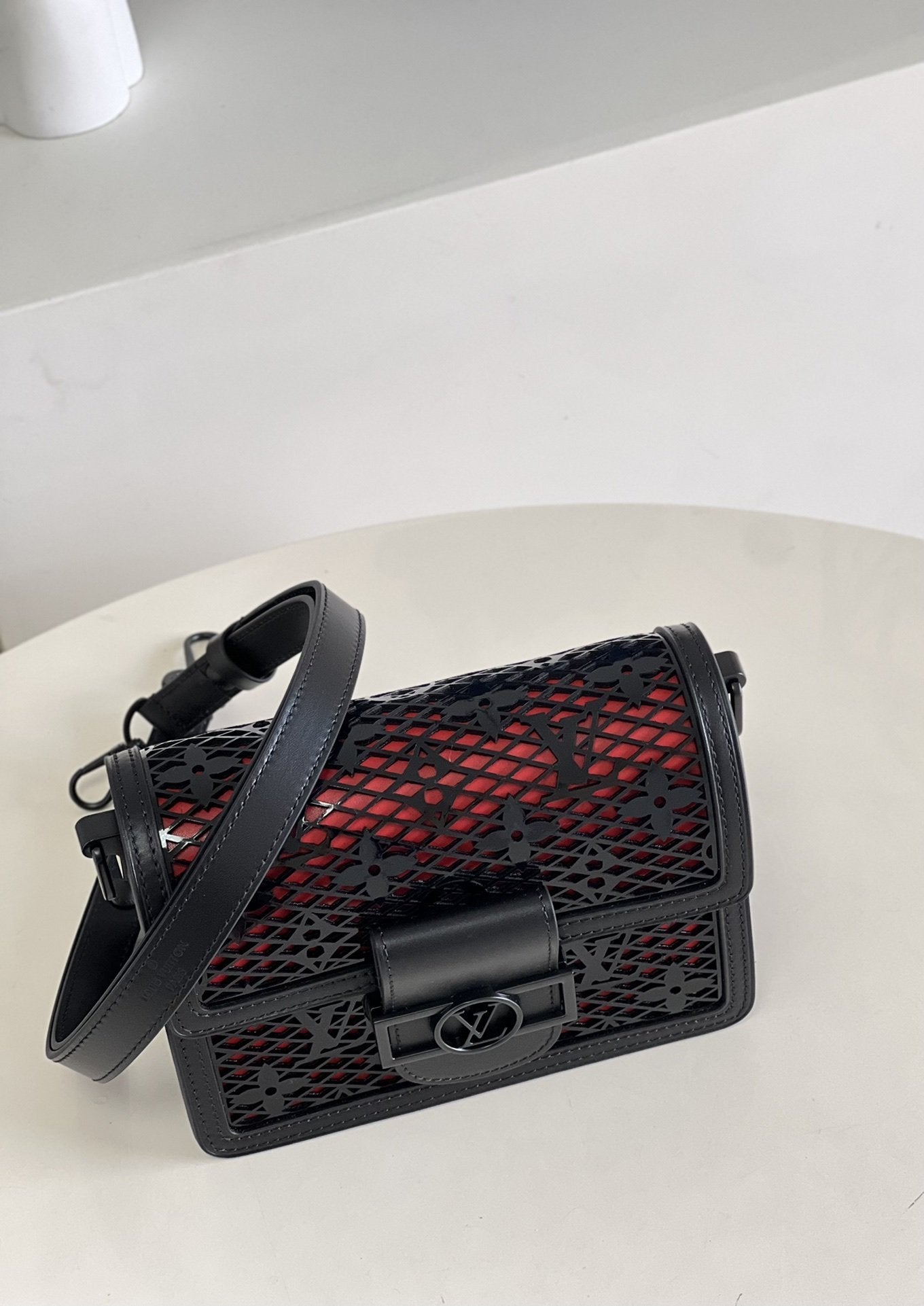 Top Quality Limited Mini Dauphine Bags By Nicolas Ghesquière With Monogram Lace Black For Women 20cm Top Quality M20595