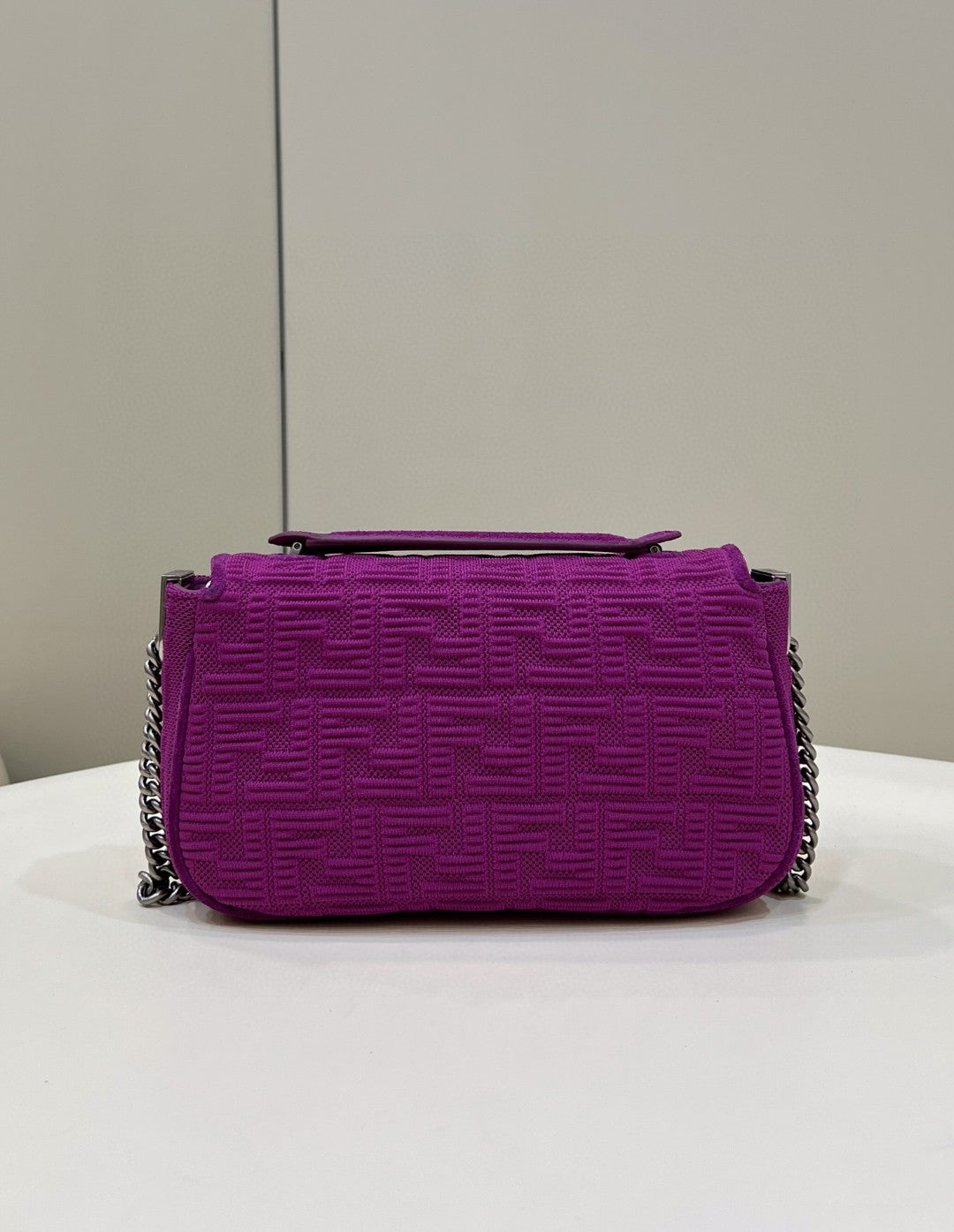 Top QualityTop Quality Baguette Chain Midi Purple FF Fabric Bag For Woman 14.5cm/6in 8BR793AHW5F1GEH
