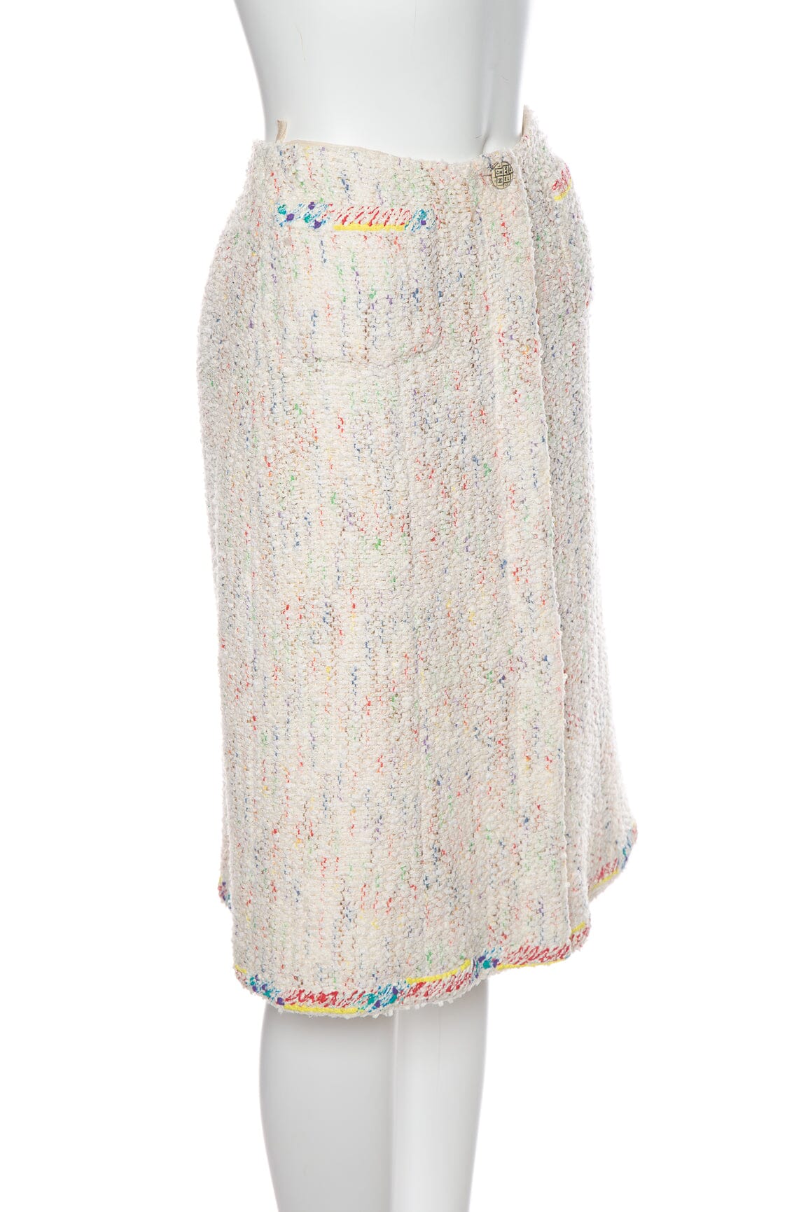 Chanel   Multicolor Tweed Button Down Skirt SZ 36/38