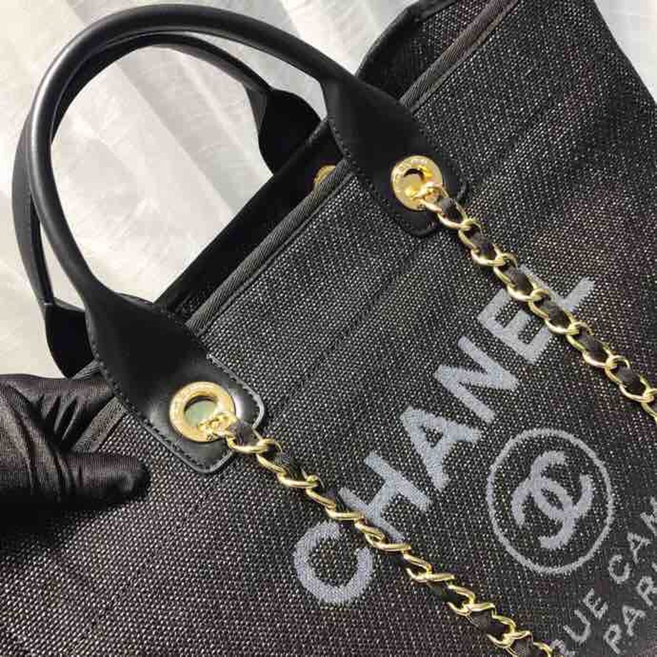CHL Deauville Tote Canvas Bag Black/Grey/Multi For Women 14.9in/38cm