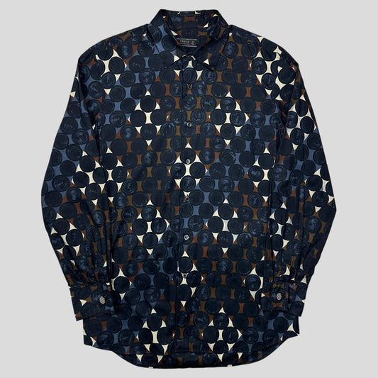 Prada Milano 2006 Diamond and Dots Plaid Abstract Print Shirt - M/L