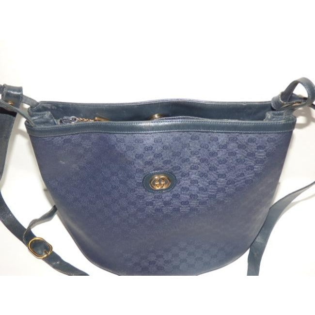 Gucci   Blue Small G Logo Coated Canvas And Leather Satchel