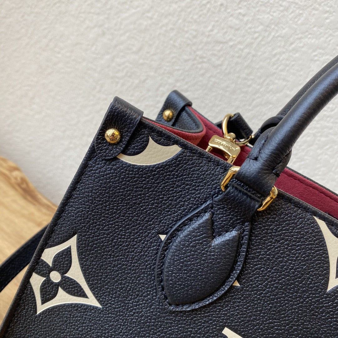 Top Quality On The Go PM Bag Monogram Empreinte 9.8in/25cm Black/Beige Top Quality M45659