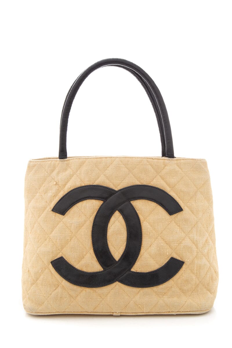 Chanel   1991 Beige Cloth Cambon Tote