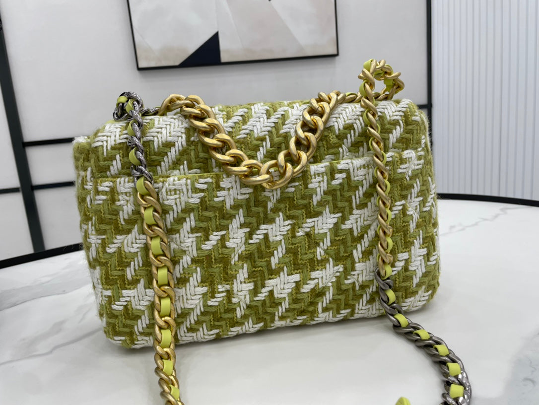 CHL 19 Large Handbag Gold Hardware Green For Women Handbags, Shoulder Bags 11.8in/30cm