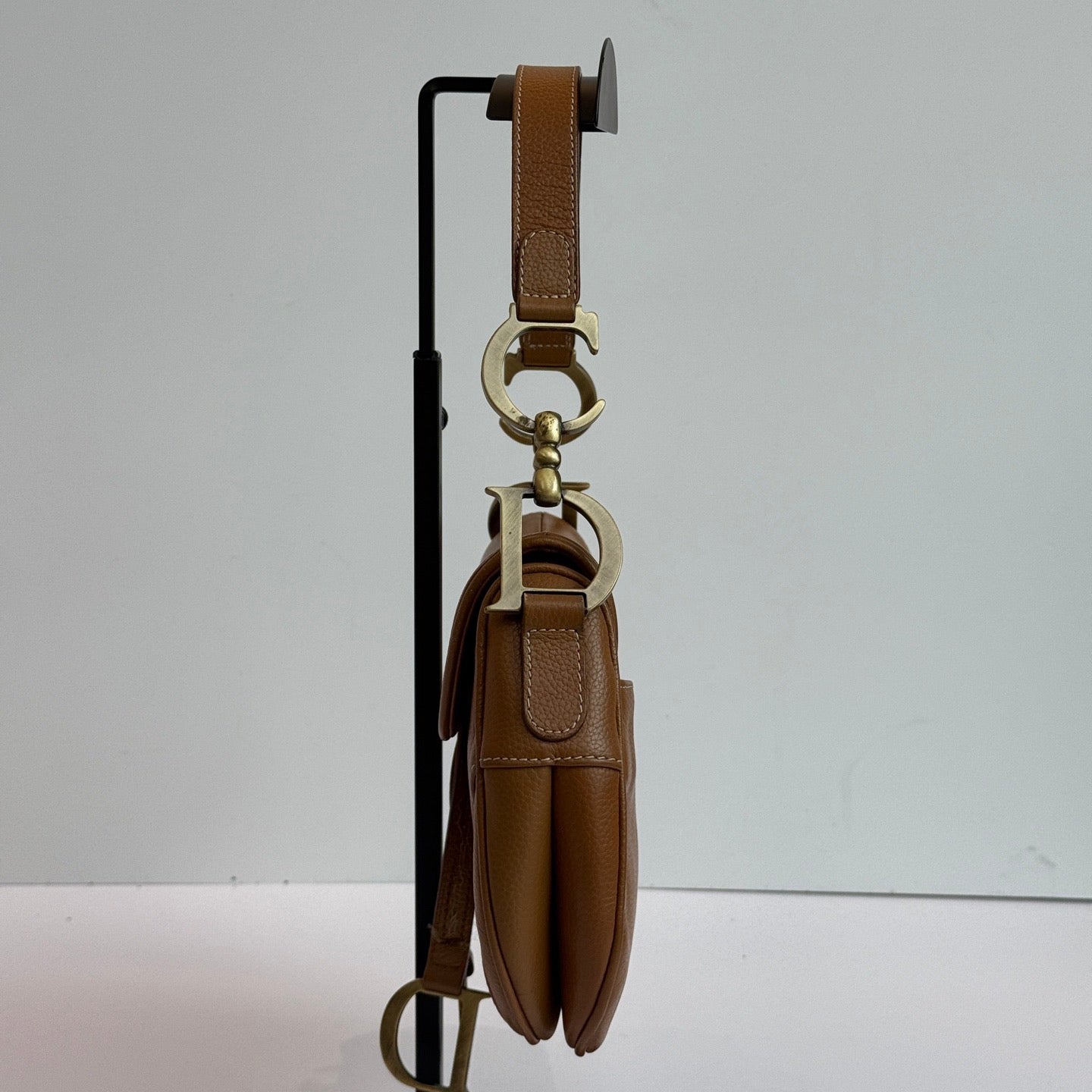 Dior   Double Saddle Brown Leather Gold-tone Hardware