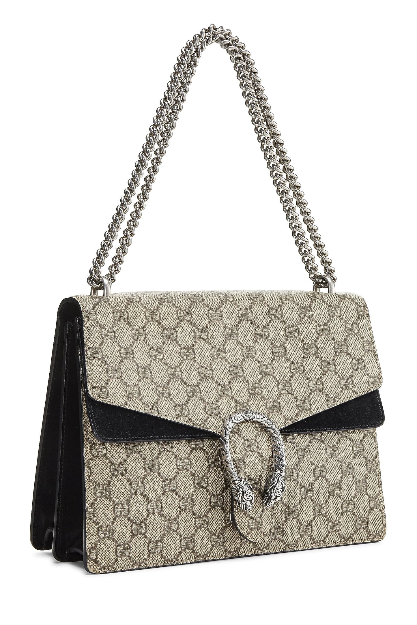 Gucci, Black GG Supreme Canvas Embellished Dionysus Bag Medium, Black
