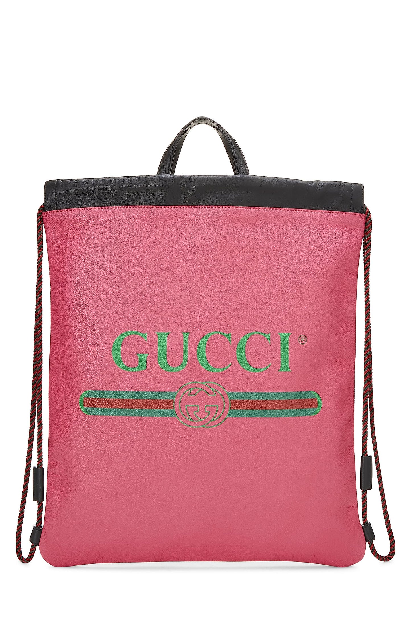 Gucci, Pink Leather Logo Drawstring Backpack Large, Pink