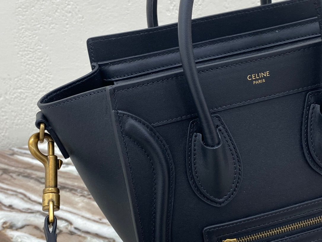 Top Quality Nano LuGucciage Bag In Drummed Black For Women 8in/20cm 189243HSC.38NO