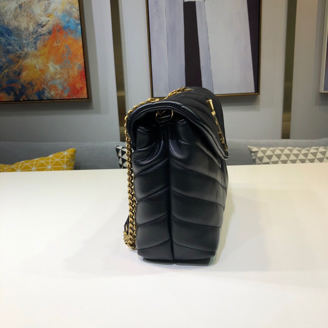 Top Quality Loulou Small Chain Bag In Matelassé "Y" Black For Women 9.8in/23cm YSL 494699DV7271000