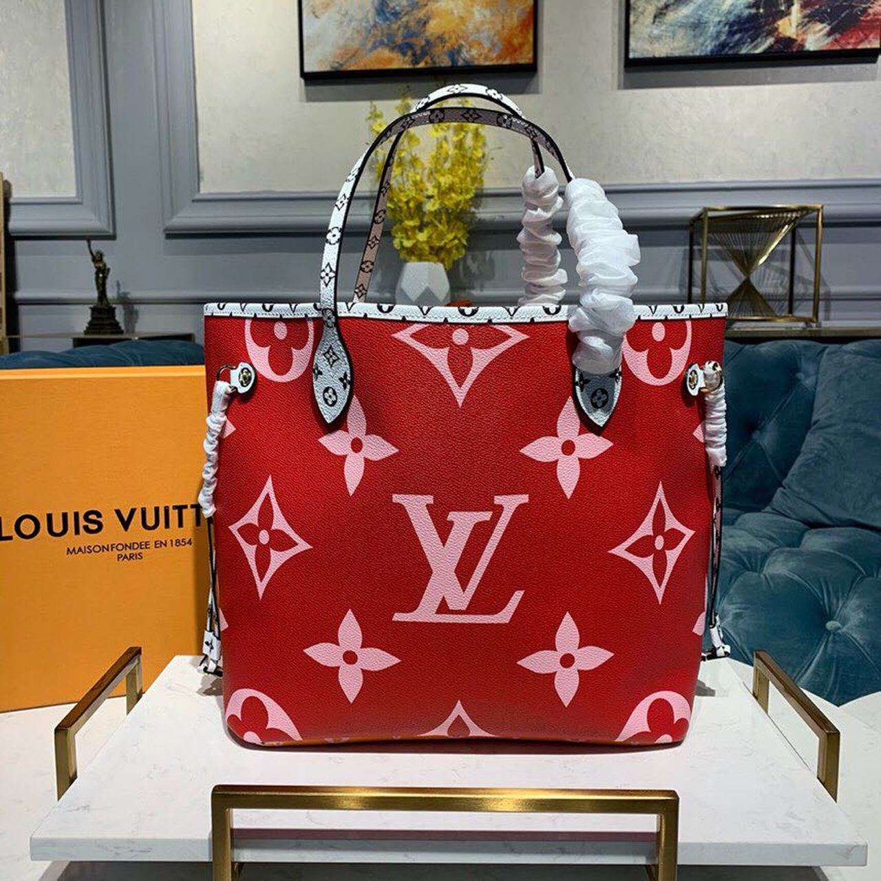 Top Quality Neverfull MM Tote Bag Monogram Canvas Red For Women, Womens Handbags 12.6in/32cm Top Quality M44567