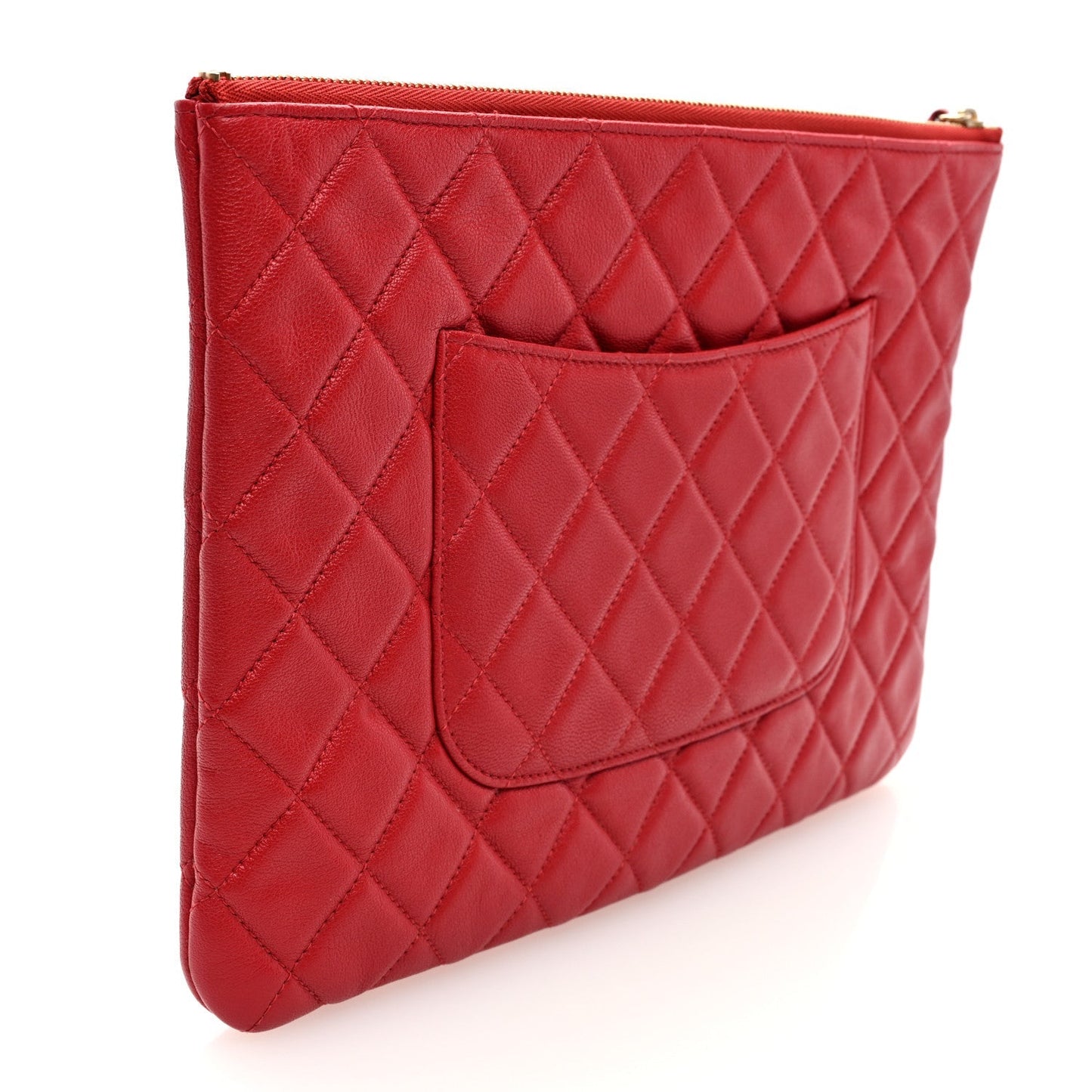 Chanel Lambskin Quilted 19 Medium Cosmetic Case Red