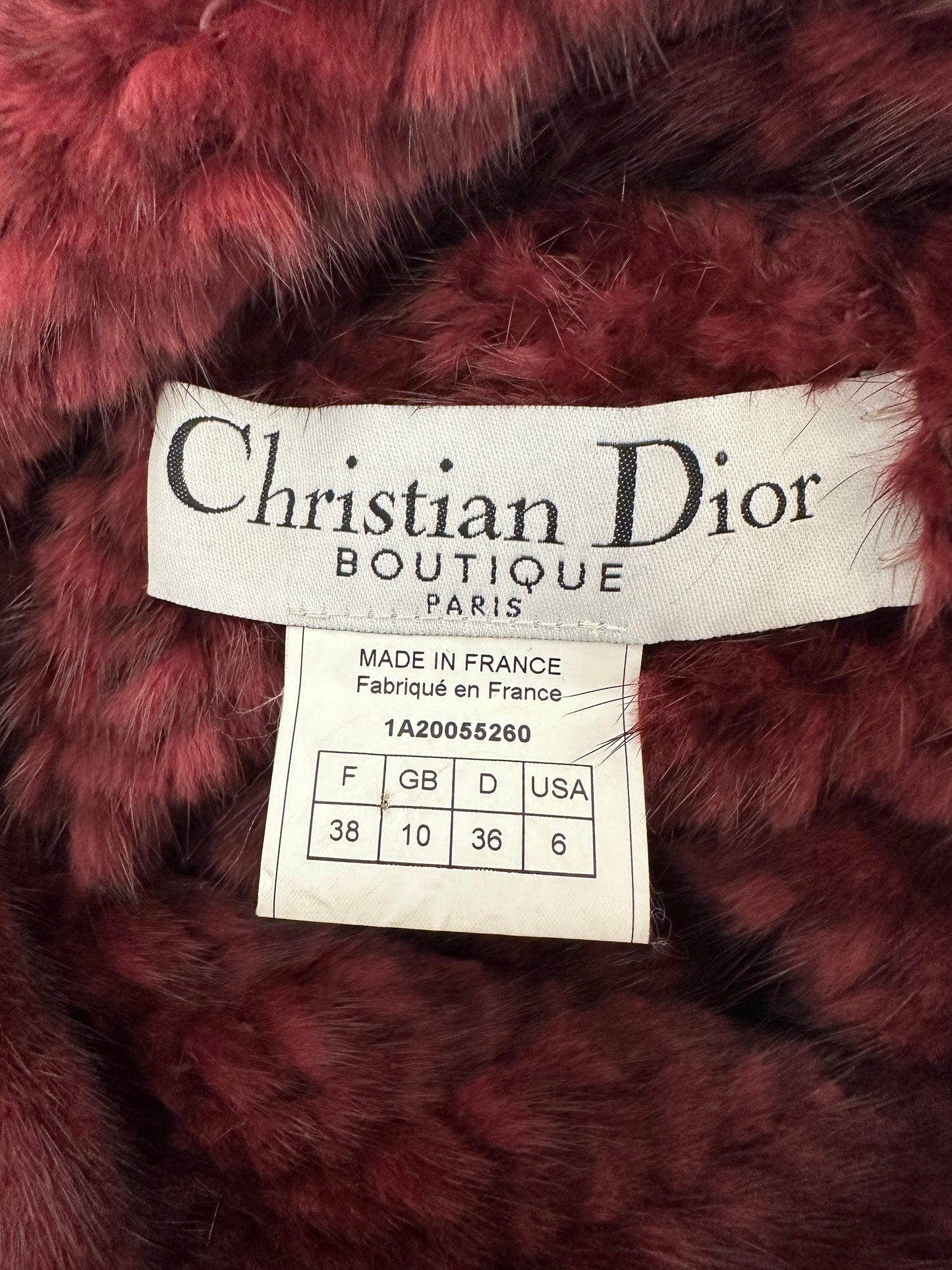Christian Dior By John Galliano Burgundy Mink Long Sleeve Button Down Jumper with High Neck Size FR 38 (UK 10)