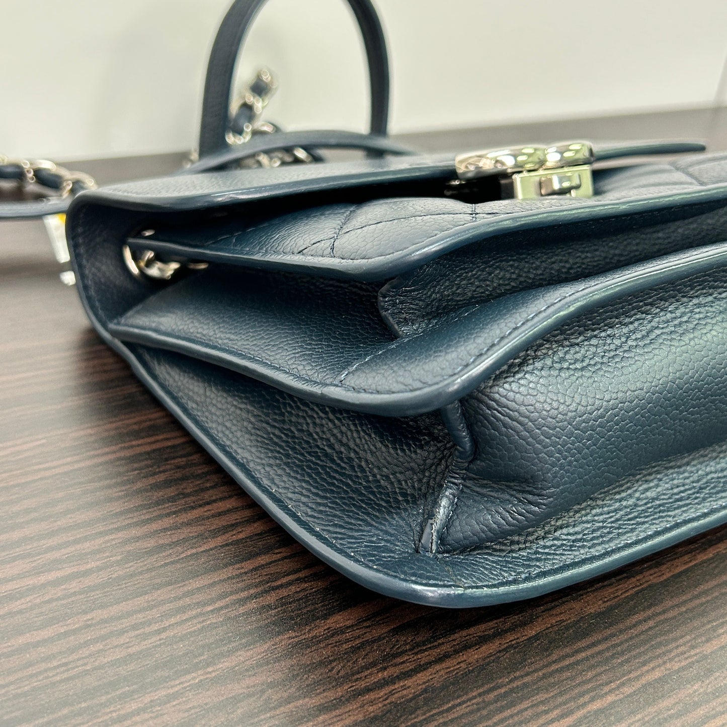 Chanel Half Coco Matelasse Chain Shoulder Bag Navy blue Leather LB116527