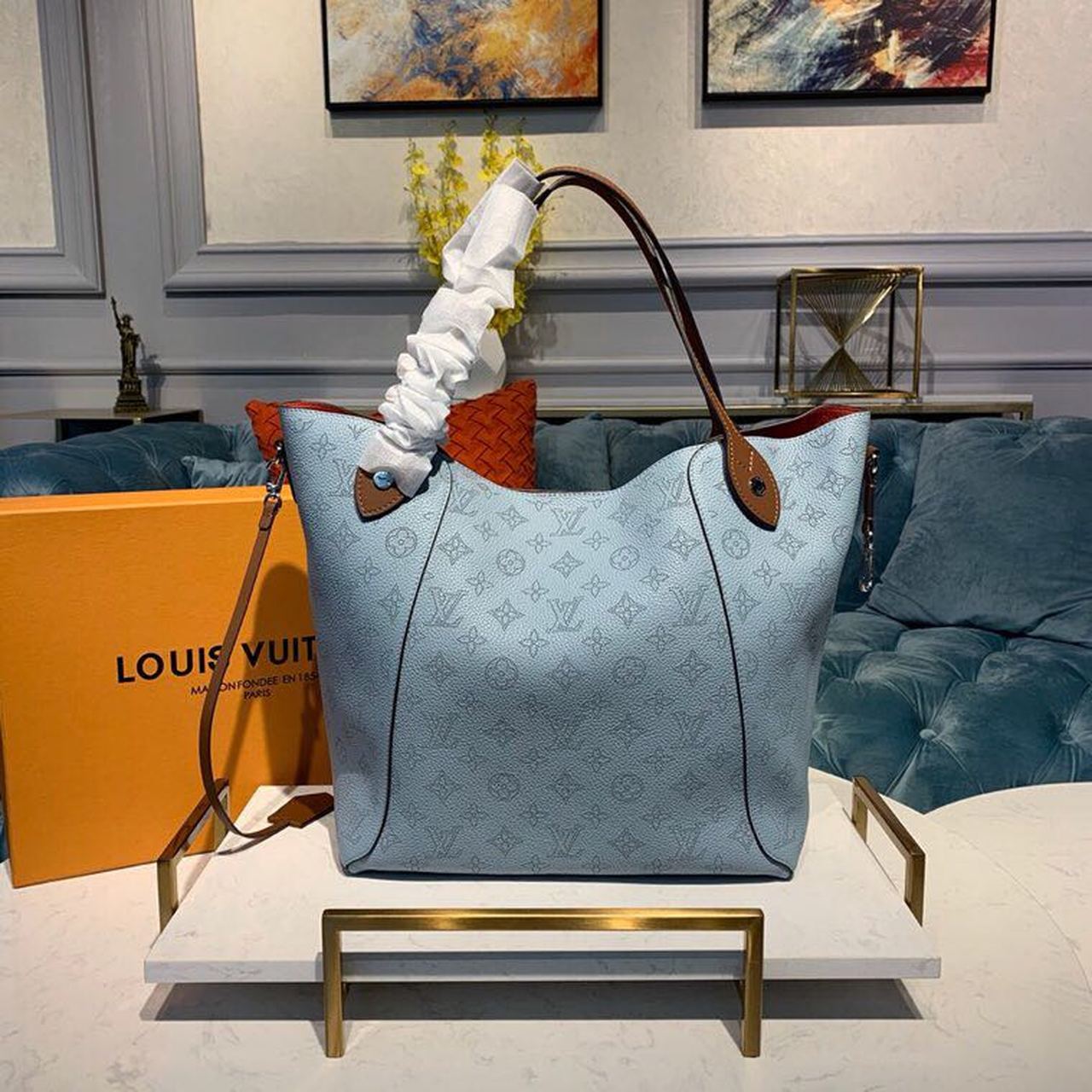Top Quality Hina MM Bucket Bag Light Blue For Women,  Shoulder And Crossbody Bags 18.1in/46cm Top Quality M52975