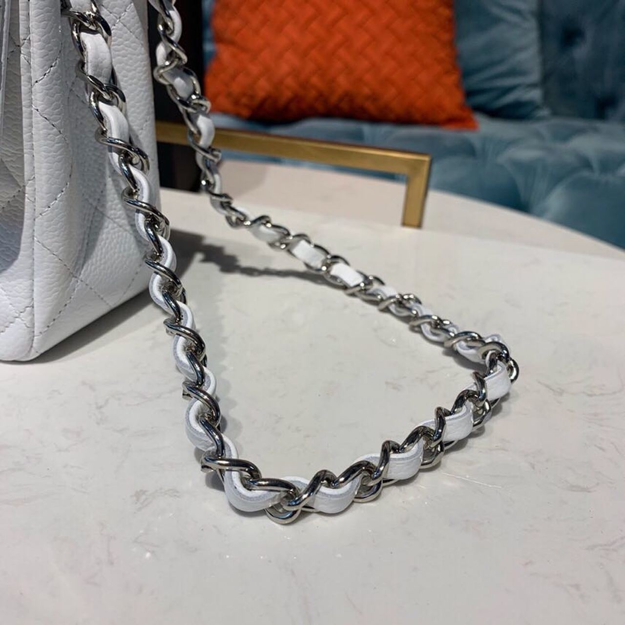 CHLSmall Classic Handbag Silver Hardware White For Women Bags, Shoulder And Crossbody Bags 7.8in/20cm A01113