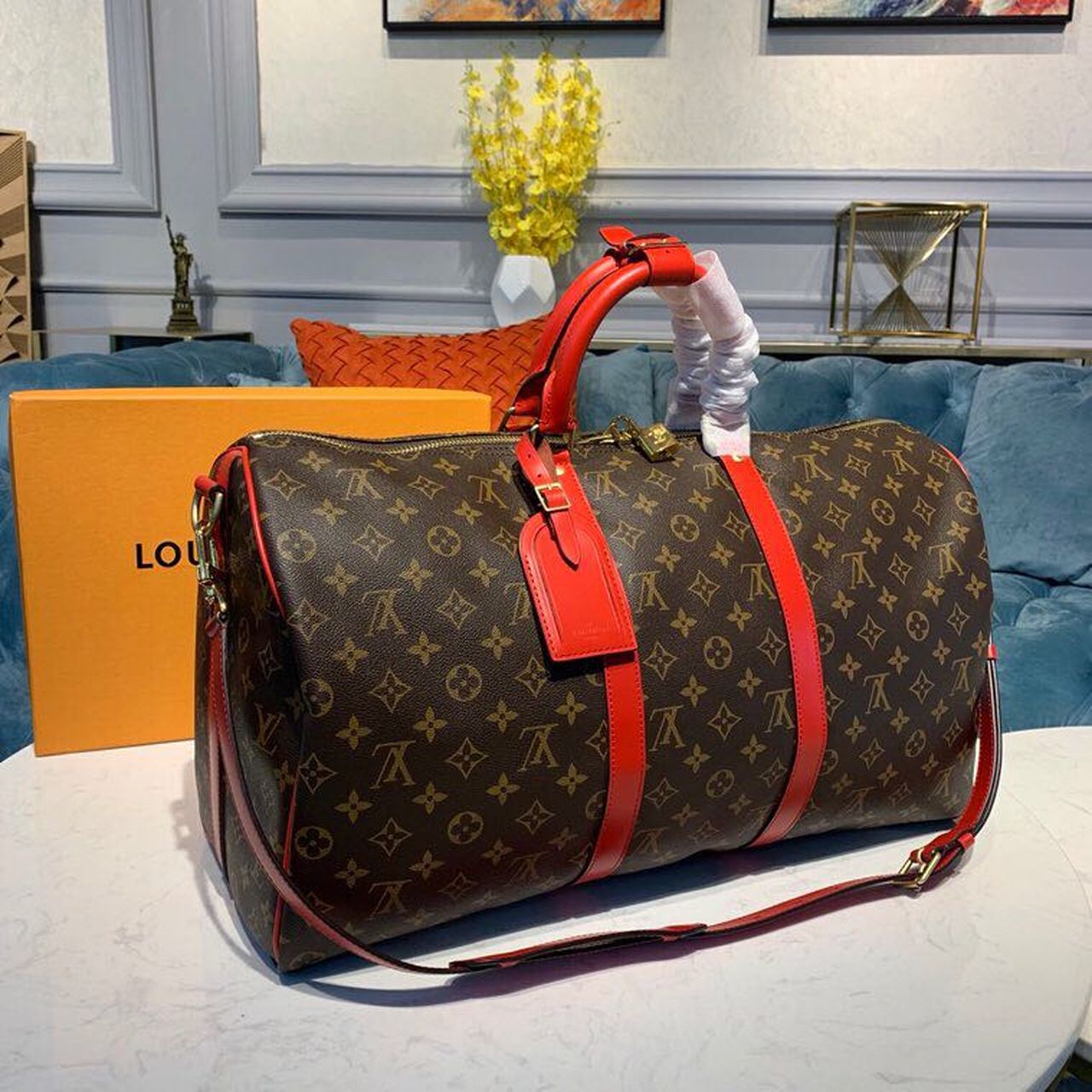 Top Quality Keepall Bandouliere 50 Monogram Canvas Red For Men, Bags 19.7in/50cm Top Quality M44740