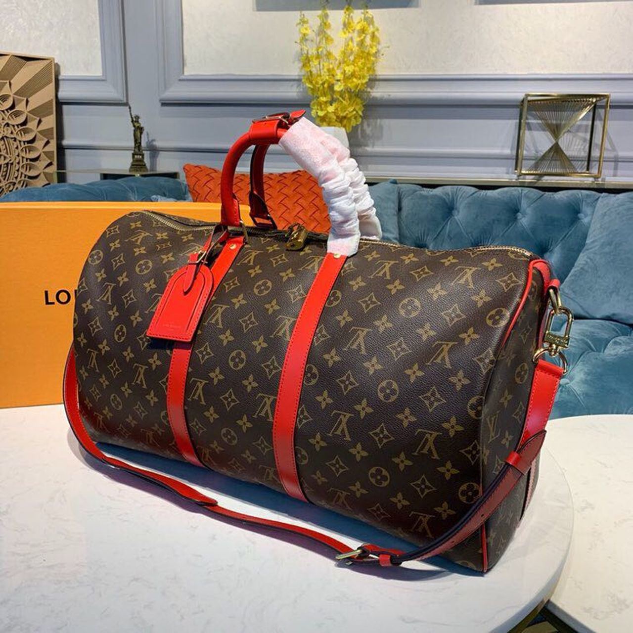 Top Quality Keepall Bandouliere 50 Monogram Canvas Red For Men, Bags 19.7in/50cm Top Quality M44740