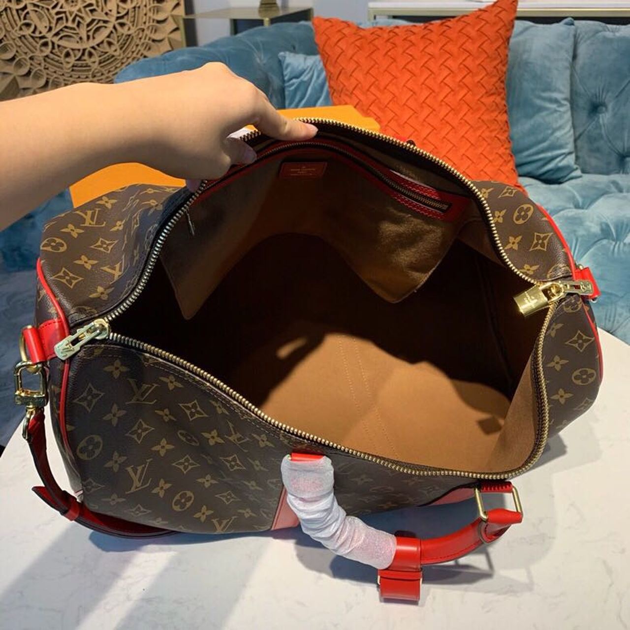 Top Quality Keepall Bandouliere 50 Monogram Canvas Red For Men, Bags 19.7in/50cm Top Quality M44740