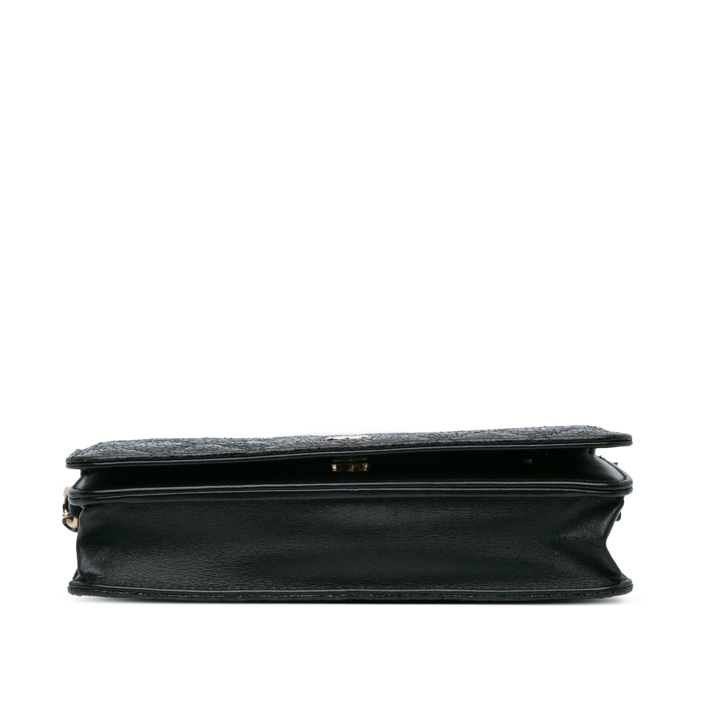 Black Chanel Quilted Crackled Patent Calfskin Pearl Wallet On Chain Crossbody Bag
