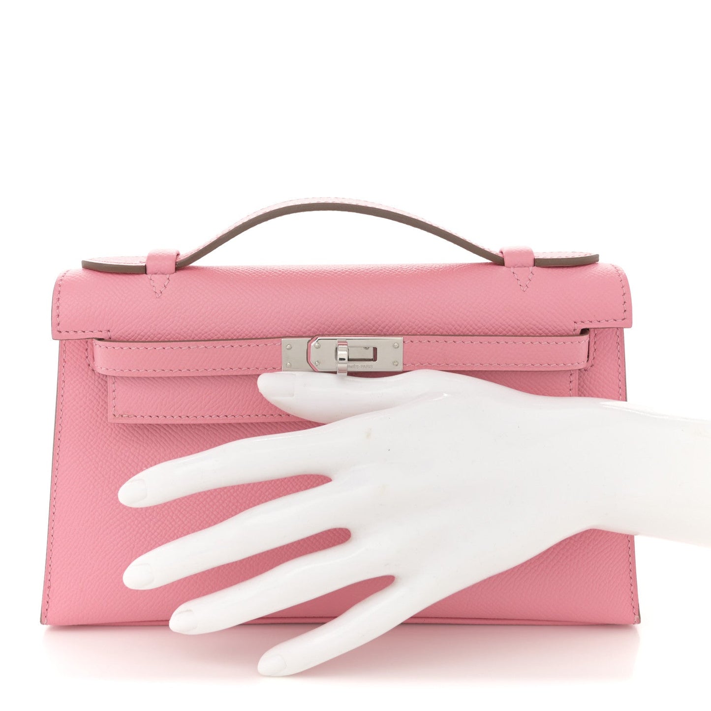Hermes Epsom Kelly Pochette Clutch Rose Confetti