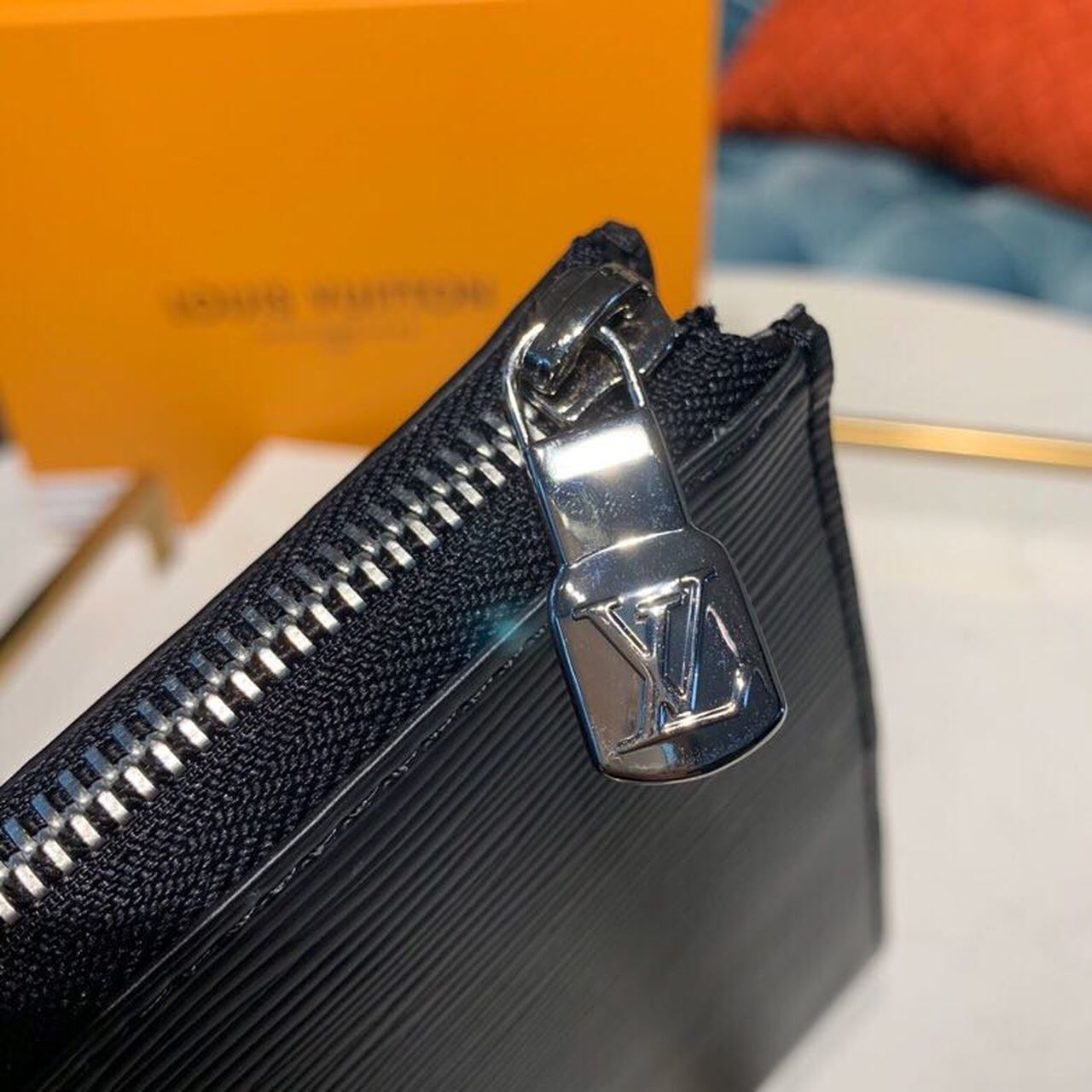 Top Quality Pochette Jour GM Epi Black/Blue For Men, Wallet 13.8in/34cm Top Quality