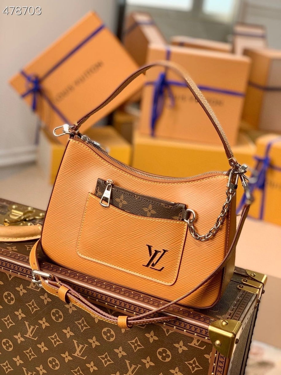 Top Quality Marelle Tote MM Gold Miel Brown For Women,  Shoulder And Crossbody Bags 11.8in/30cm Top Quality M59953