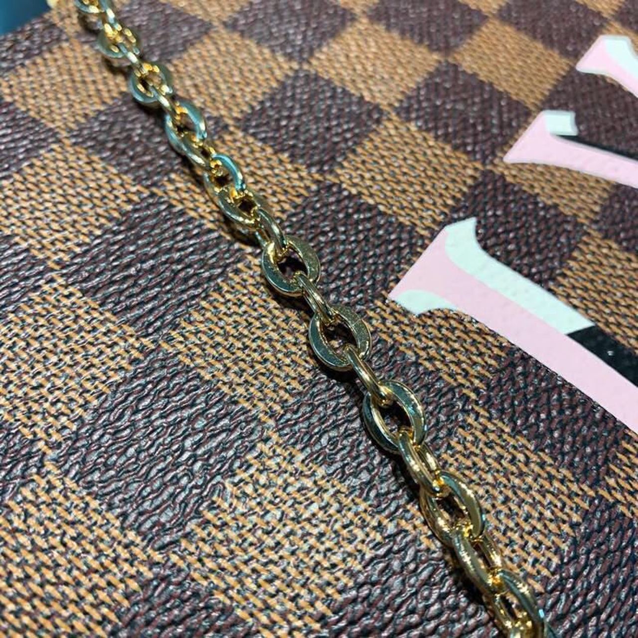 Top Quality Pochette Double Zip Damier Ebene Canvas Rose Ballerine Pink For Women, Womens Bags, Shoulder And Crossbody Bags 7.9in/21cm Top Quality N60254