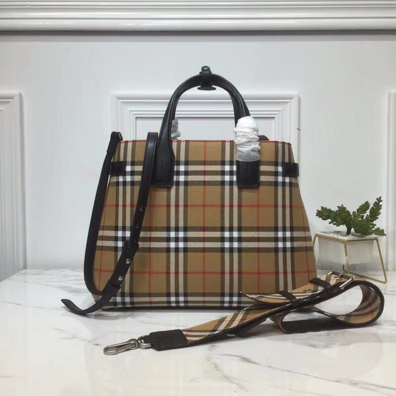 Top Quality Ho Check Derby Medium Banner Purse Tote Black For Women, Womenâs Bags 14in/35cm