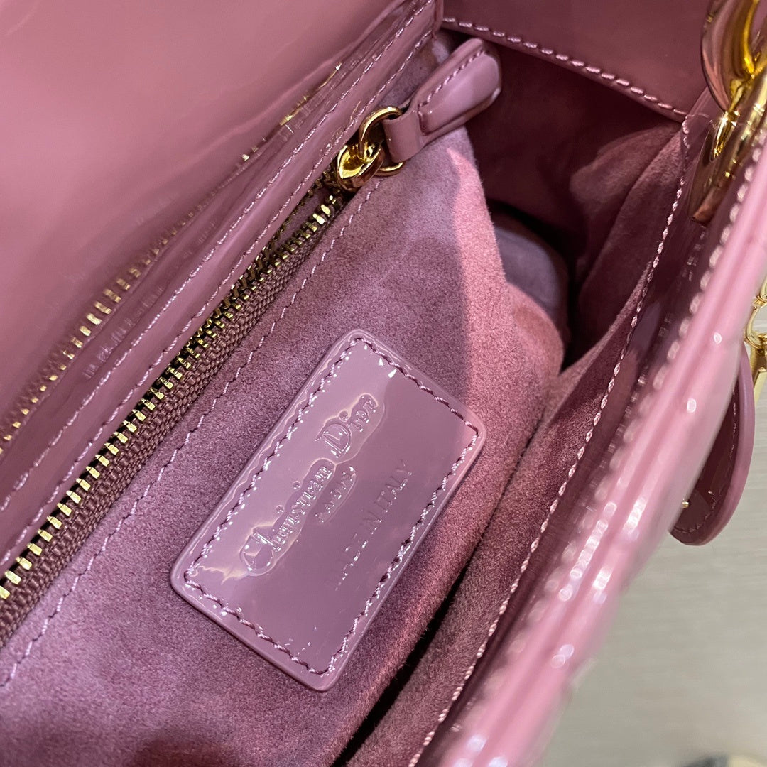 Top Quality Mini Lady Bag with Chain Gold Toned Hardware, Coral Pink, For Women Womens Handbags, 18cm CD
