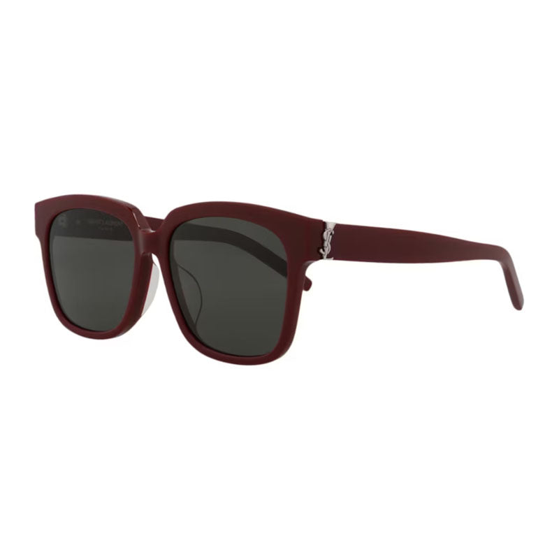 Saint Laurent Sunglasses Square Full Rim, Burgundy Frame and Grey Lens SLM40/F007