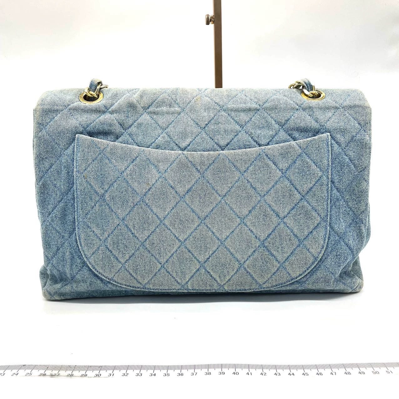 Chanel   Classic Maxi 34 Flap Blue Jeans Denim Giant CC 24 Gold Hardware