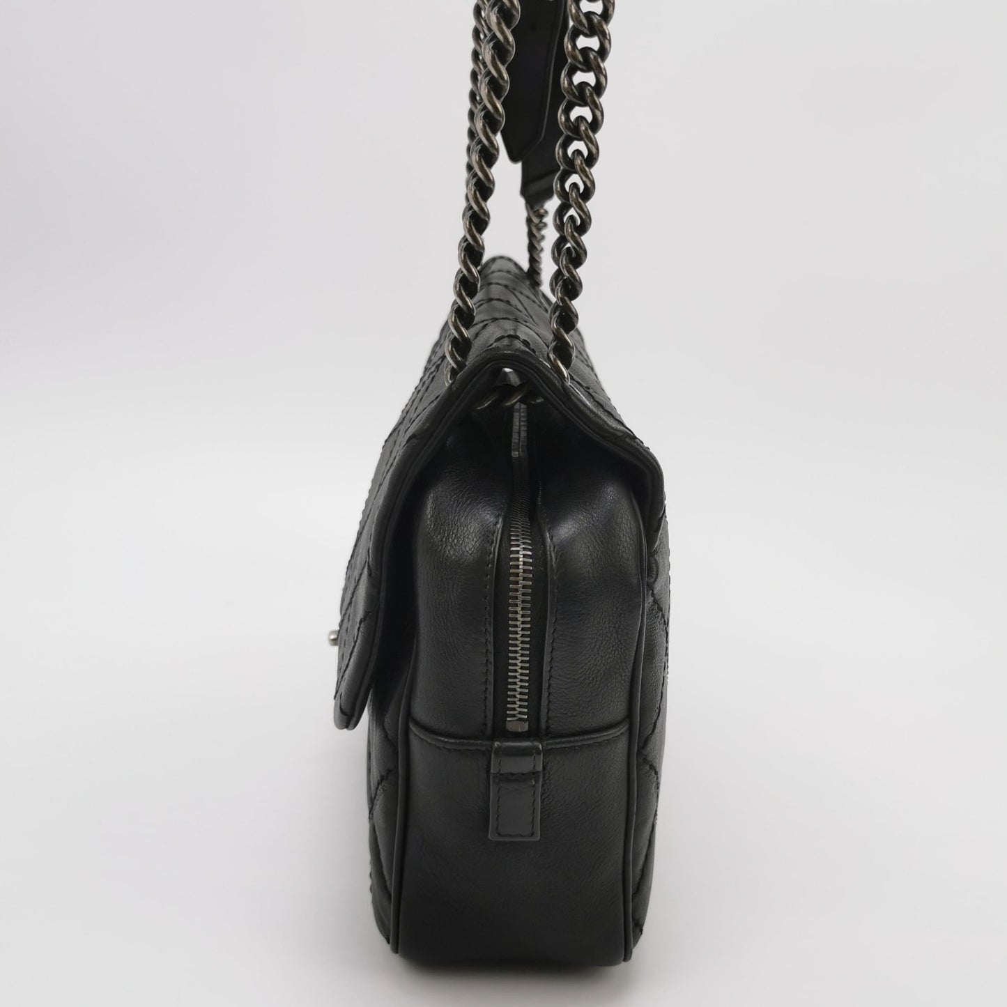 Chanel 2013 Paris-Edinburgh Large Black Flap Calfskin Leather Shoulder Bag