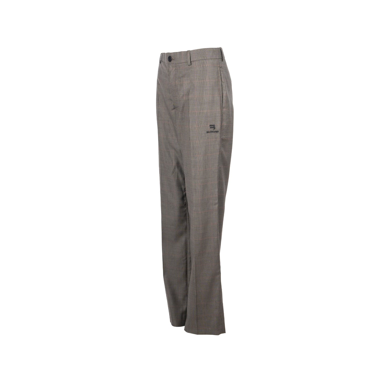 BALENCIAGA Size 44 Checked Single-Breasted Tro rs Wool Dark Grey