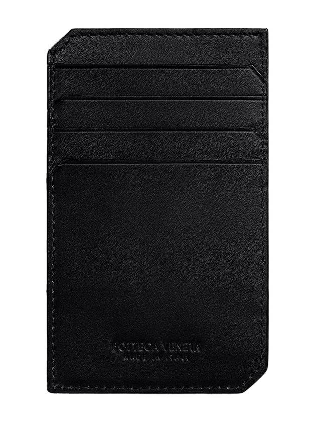 Luxury Bottega Veneta Intrecciato Piccolo Vertical Card Wallet Black