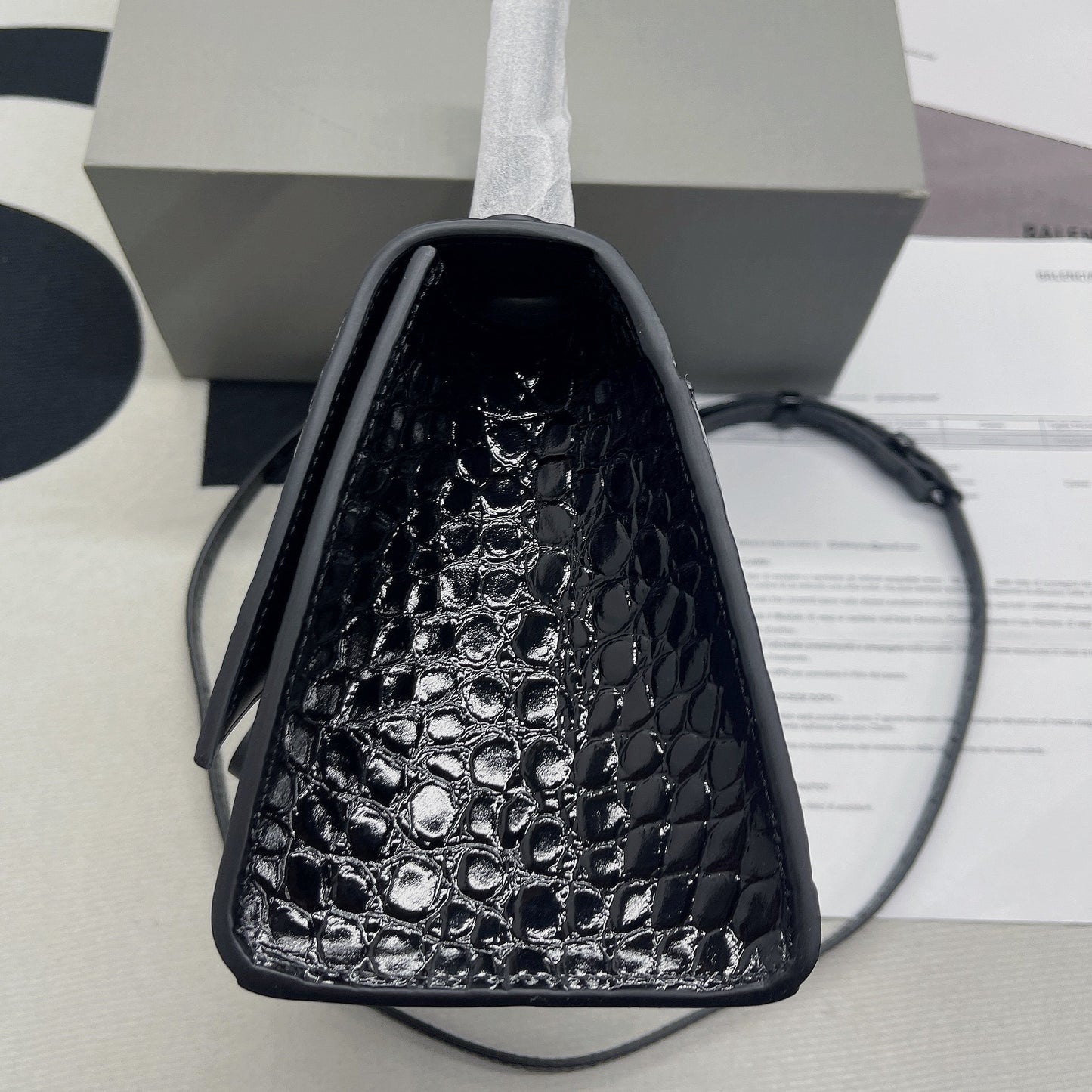 Top Quality Hourglass Small Handbag In Black, For Women,  Bags 9in/23cm