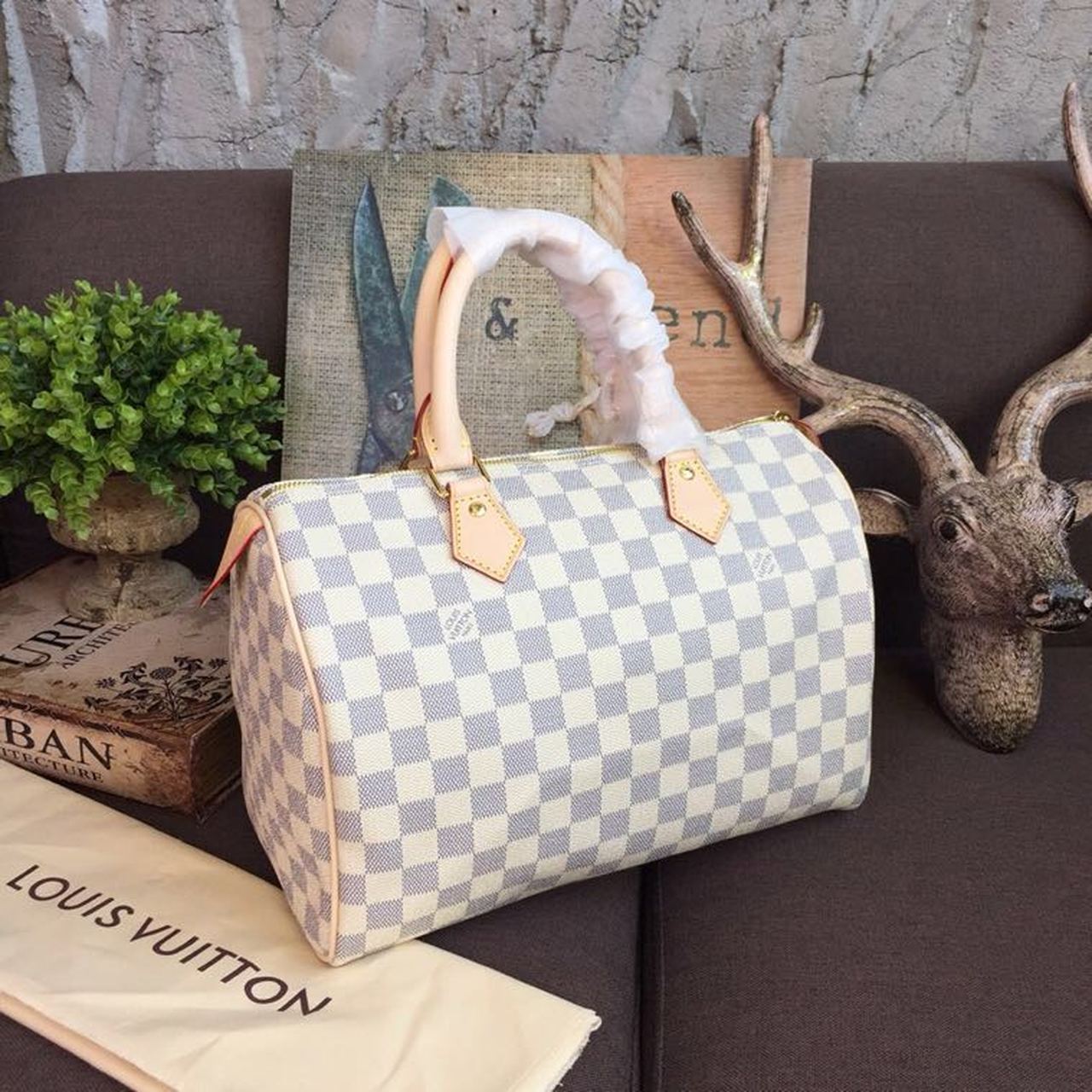 Top Quality Speedy 30 Damier Azur Canvas For Women, WoHandbags 11.8in/30cm Top Quality N41370