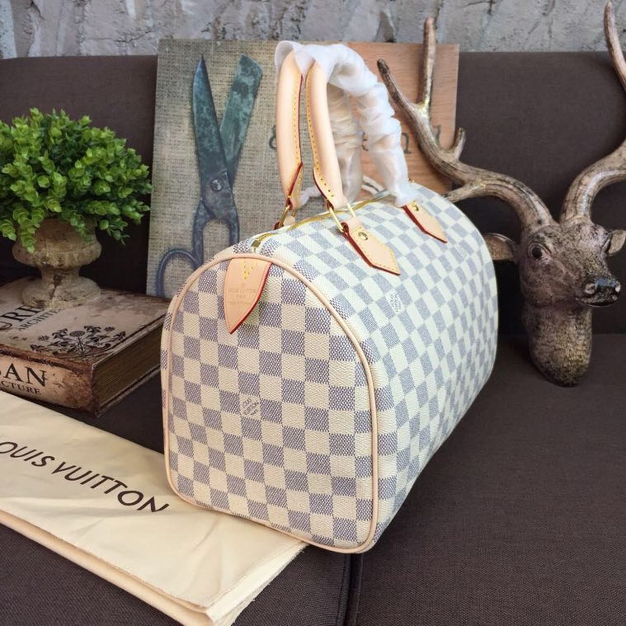 Top Quality Speedy 30 Damier Azur Canvas For Women, WoHandbags 11.8in/30cm Top Quality N41370