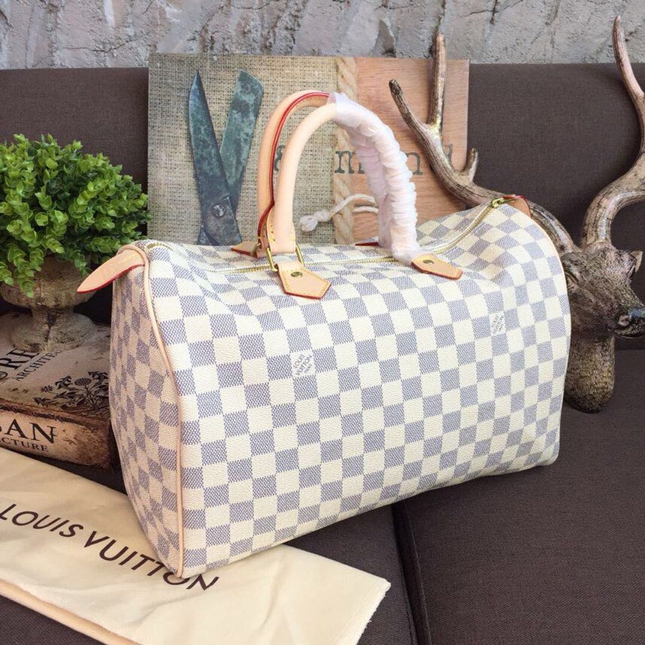 Top Quality Speedy 35 Damier Azur Canvas For Women, Womens Handbags 13.8in/35cm Top Quality N41369
